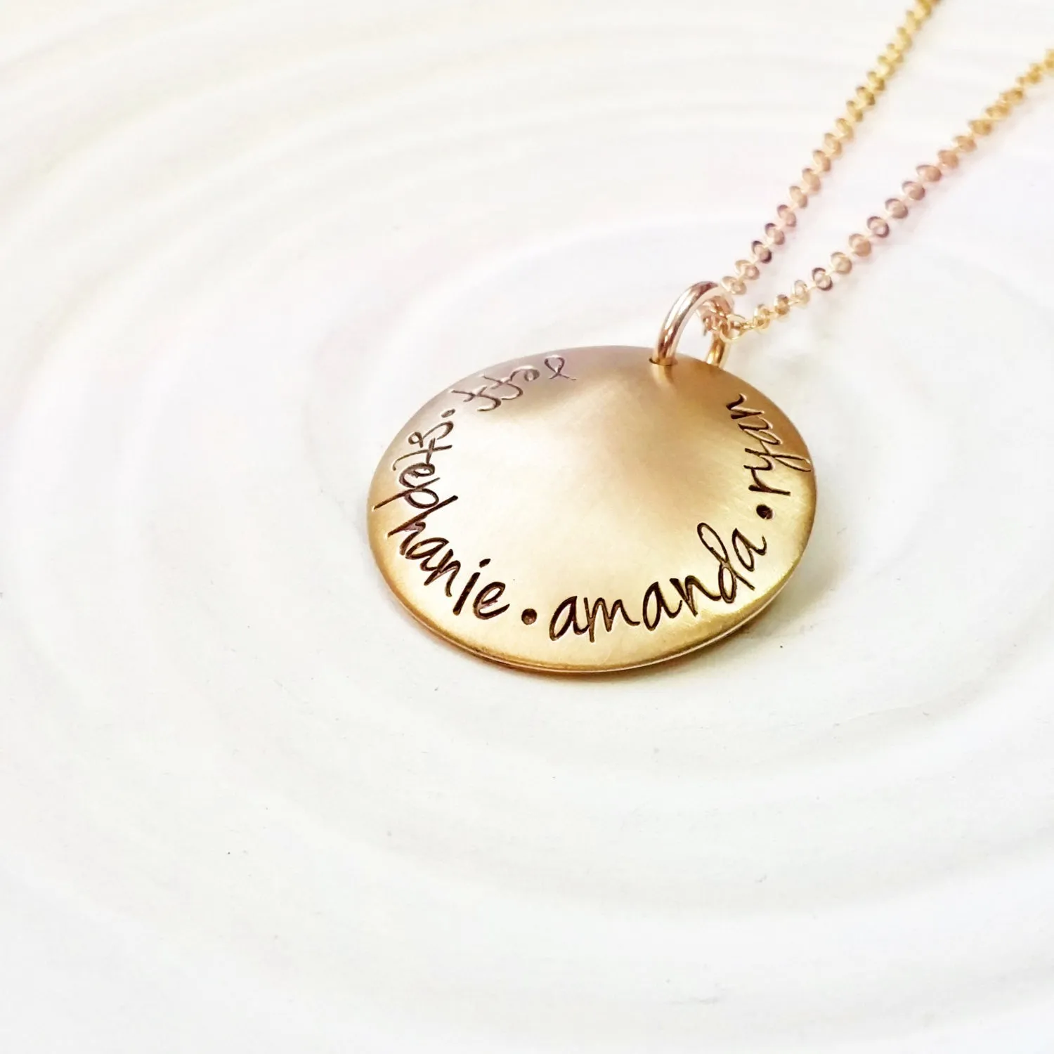 Family Names Necklace | Domed Gold Tone Necklace