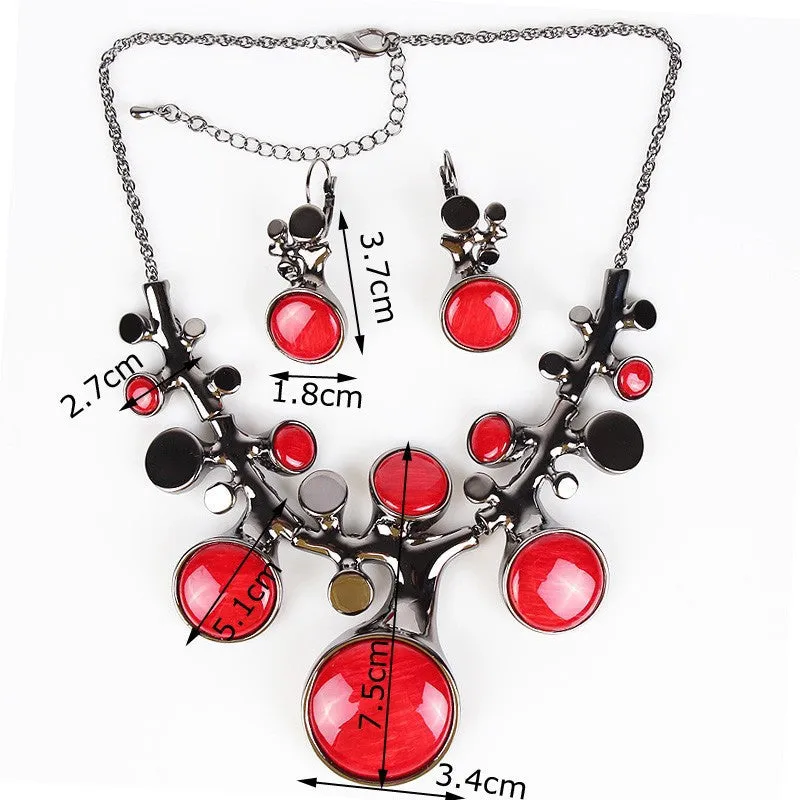 Fashion Brand Jewelry Sets Gunmetal/Silver/Gold Plated Bridal Necklace Set Coral Design High Quality New Arrival