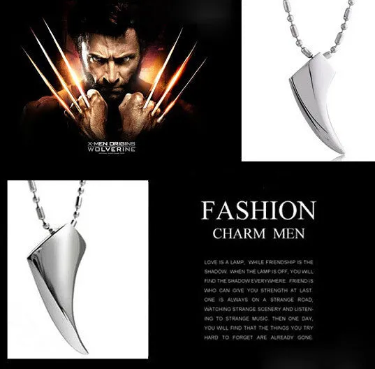 Fashion Brave Men's Necklace Stainless Steel Wolf Tooth Necklace Animal Pendant Necklaces Jewelry Gift 2 Colors