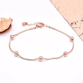 Fashion Titanium Steel Rose Gold Transit Bead Round Bead Bracelet Titanium Steel Bracelet Jewelry