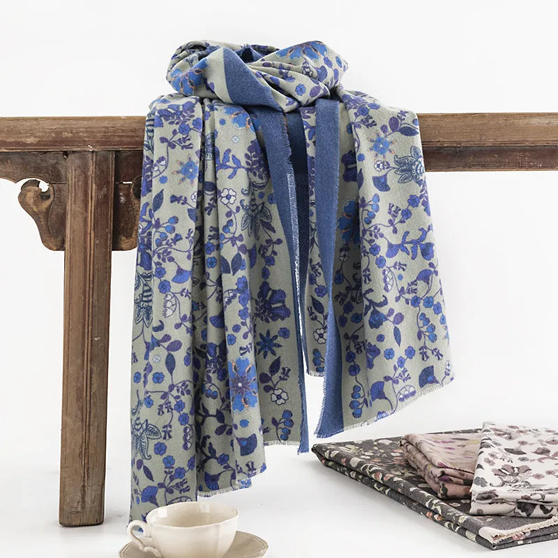 FH23-5105 floral printed winter scarf