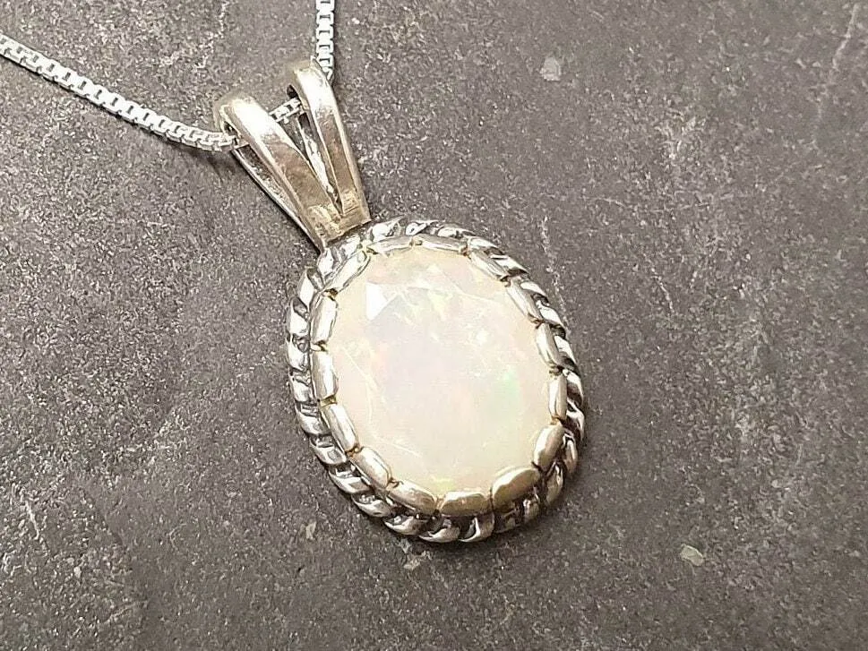 Fire Opal Pendant - Vintage Opal Necklace - Victorian Opal Necklace