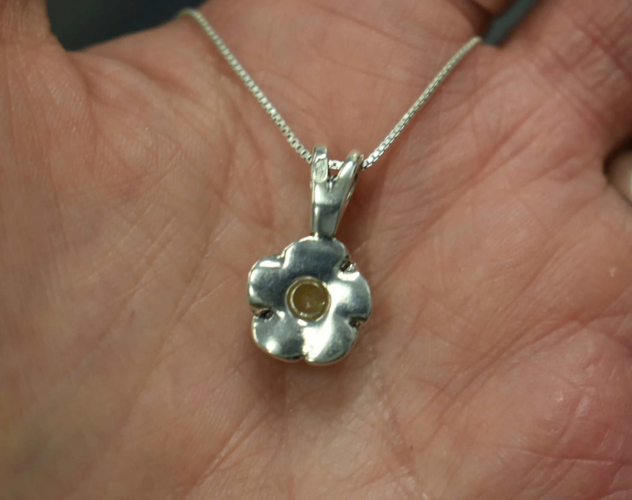 Fire Opal Pendant - White Flower Necklace - October Birthstone Necklace