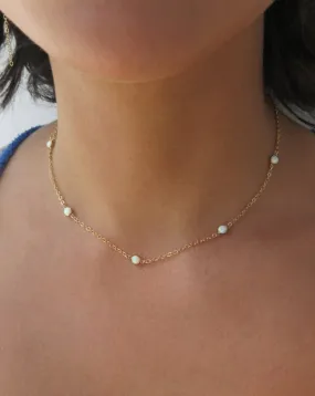 Five Bello Opal Necklace  - 14k Yellow Gold Fill