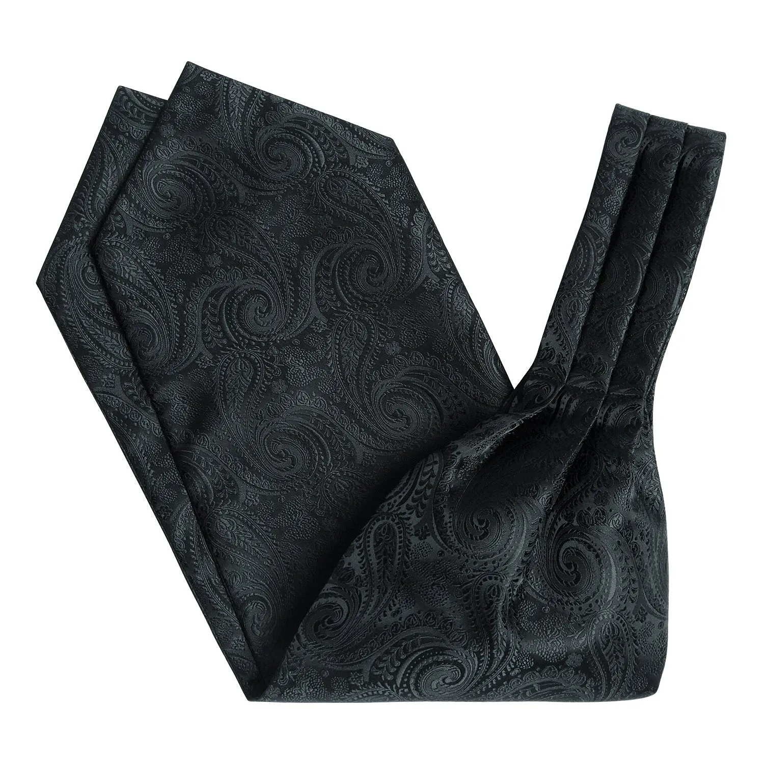 Floral Paisley Ascot Cravat Scarf - BLACK