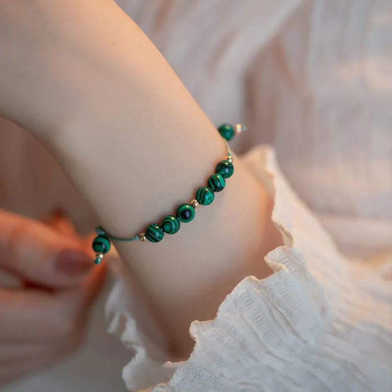 Fortune's Favor: Sterling Silver Bracelet with Turquoise and Malachite Beads