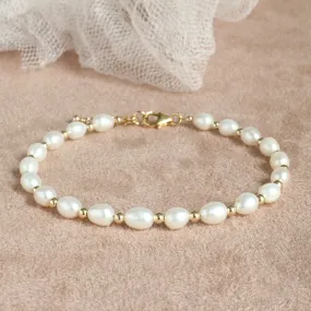 Freshwater Pearl & Gold Bead Bracelet