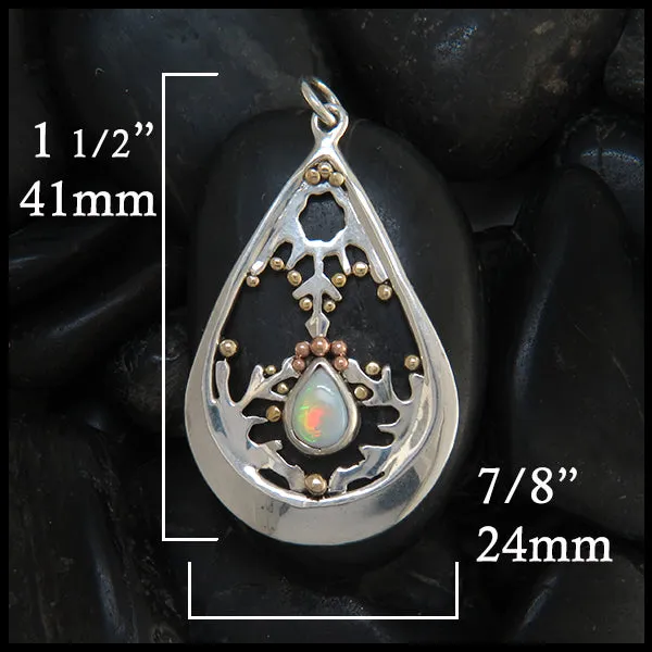 Frozen Opal Teardrop Pendant in Silver and Gold