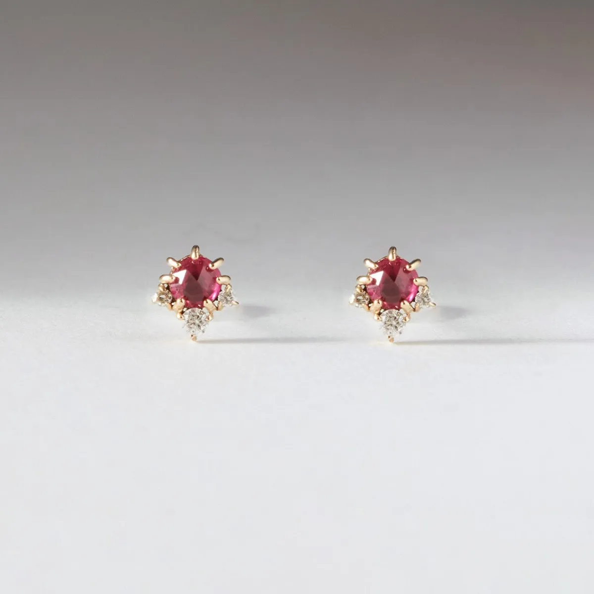 full moon glow diamond ruby earring - 14k yellow gold, ruby, diamonds