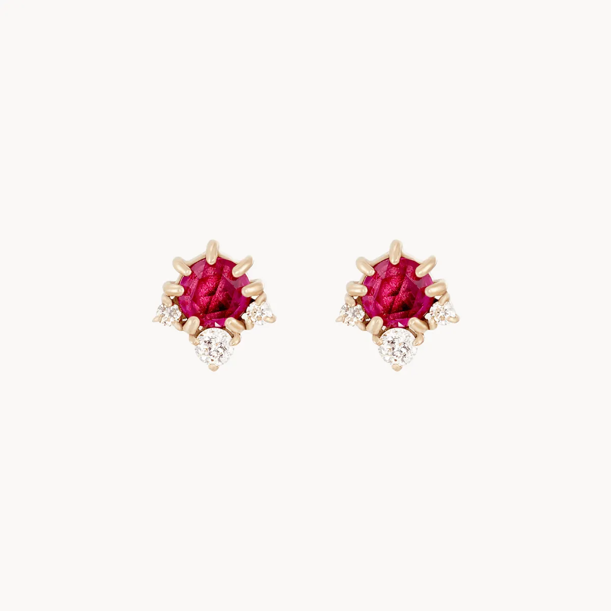 full moon glow diamond ruby earring - 14k yellow gold, ruby, diamonds