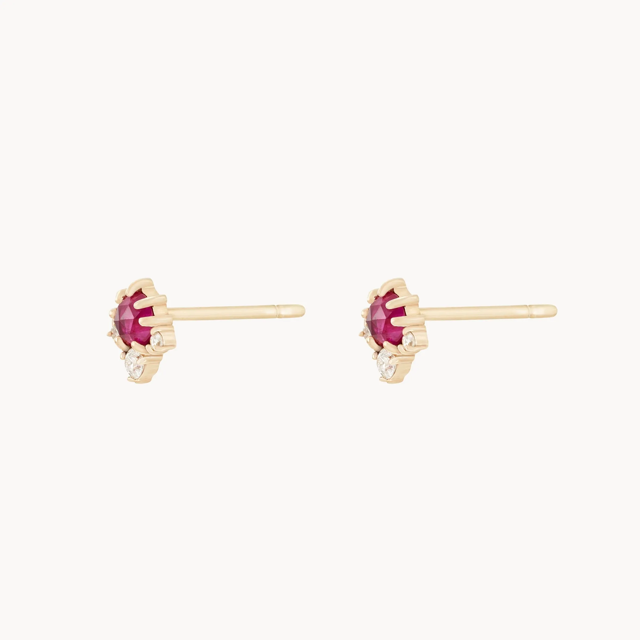 full moon glow diamond ruby earring - 14k yellow gold, ruby, diamonds