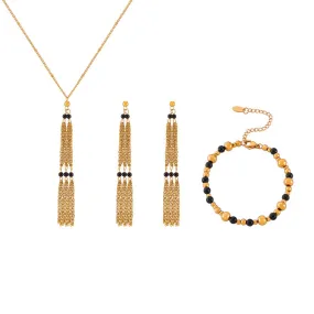 Geometric Agate Stone Multi-layer Jewelry Set with Titanium Steel Accents