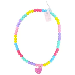 Girls Beaded Necklace - Rainbow Hearts