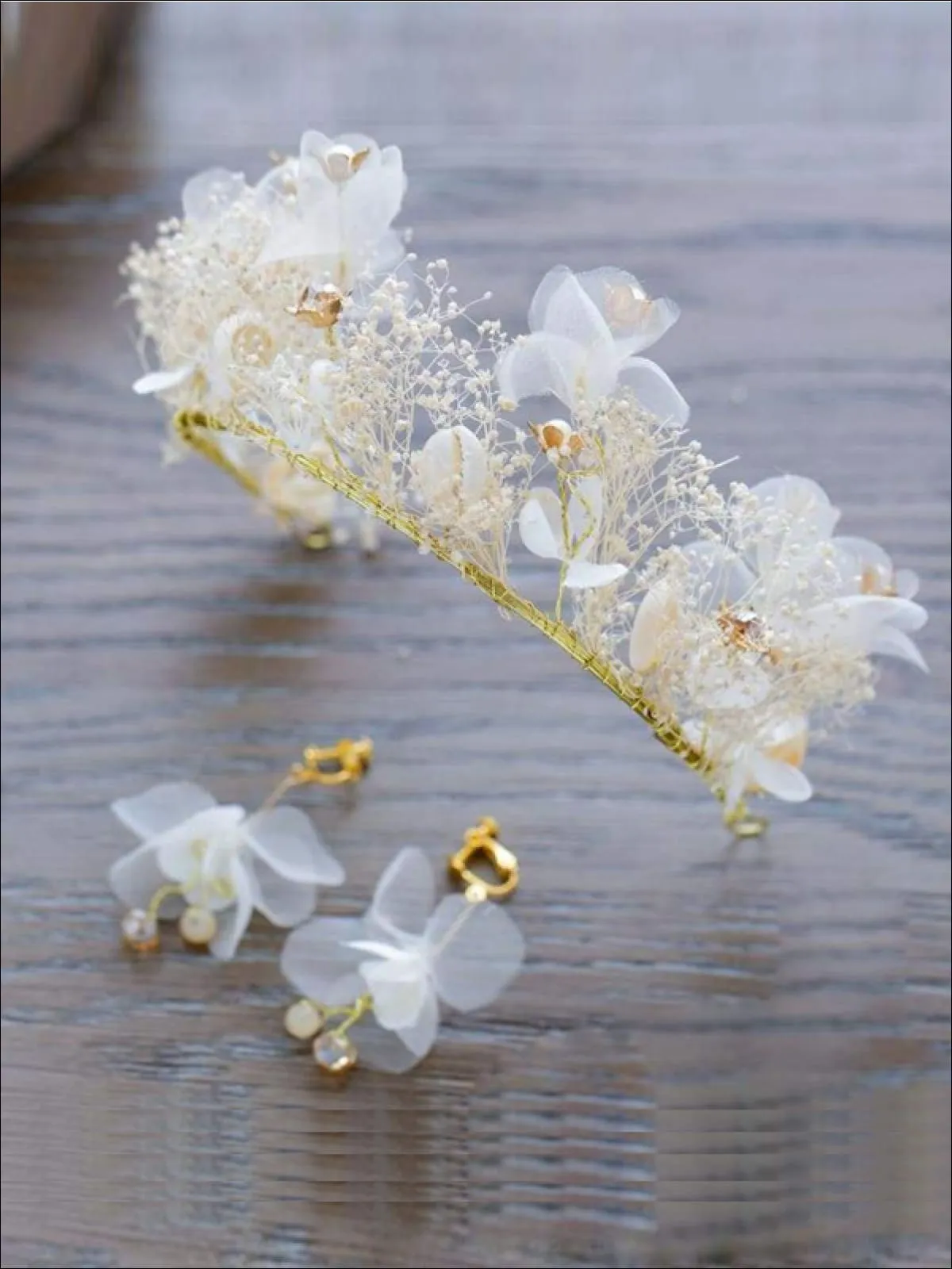 Girls Flower and Seashell Mermaid Inspired Halo Tiara and Earrings Set