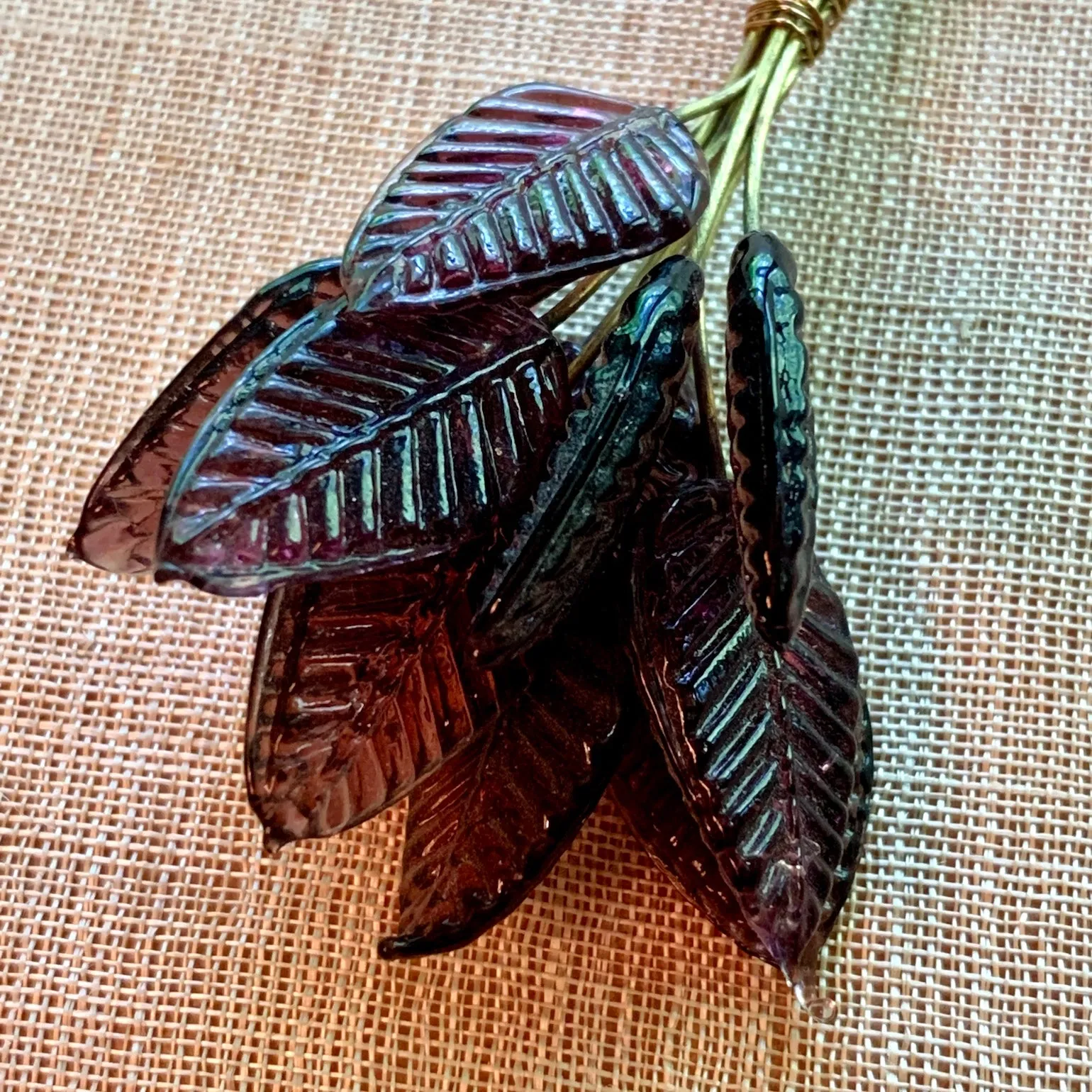 Glass Leaves on Wire