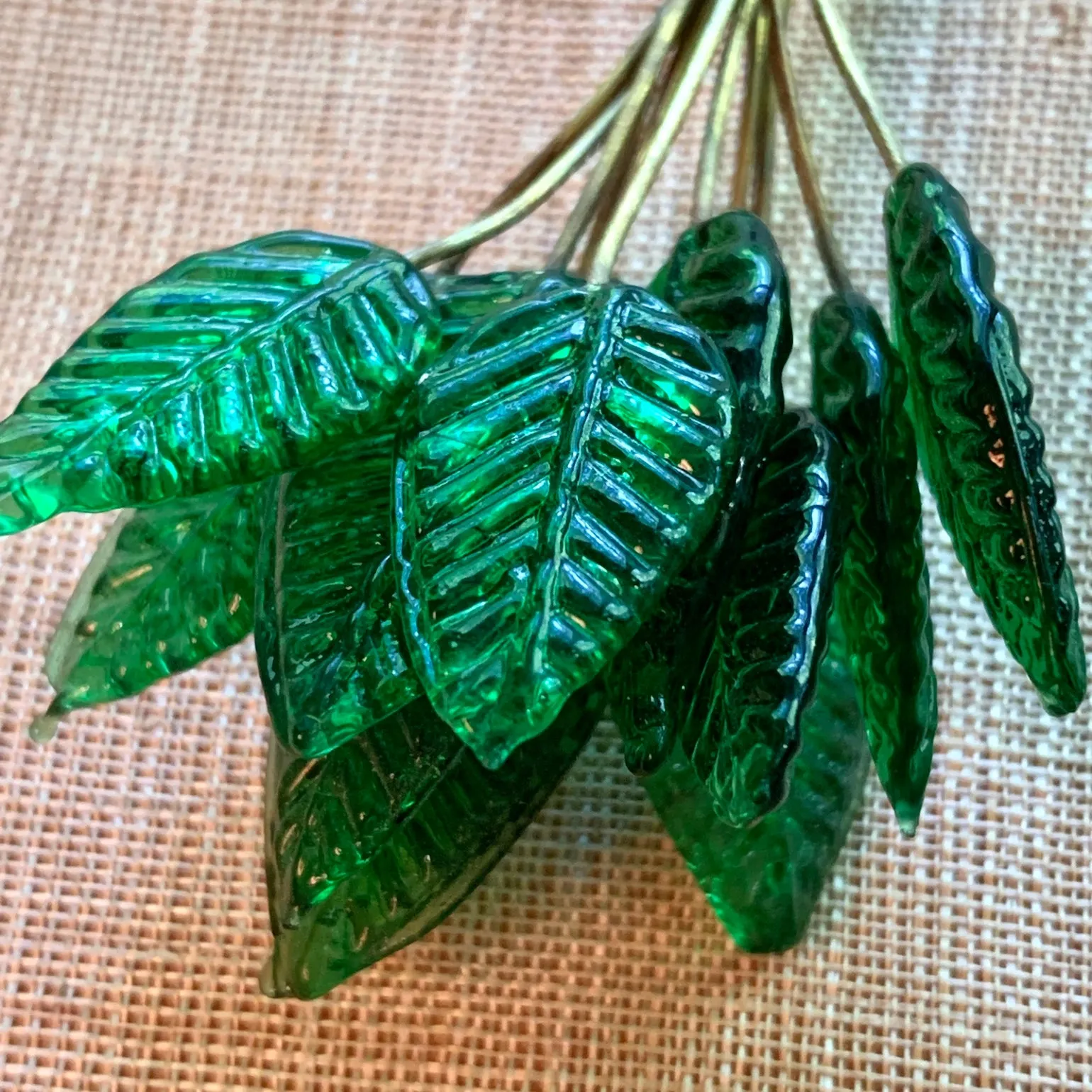 Glass Leaves on Wire