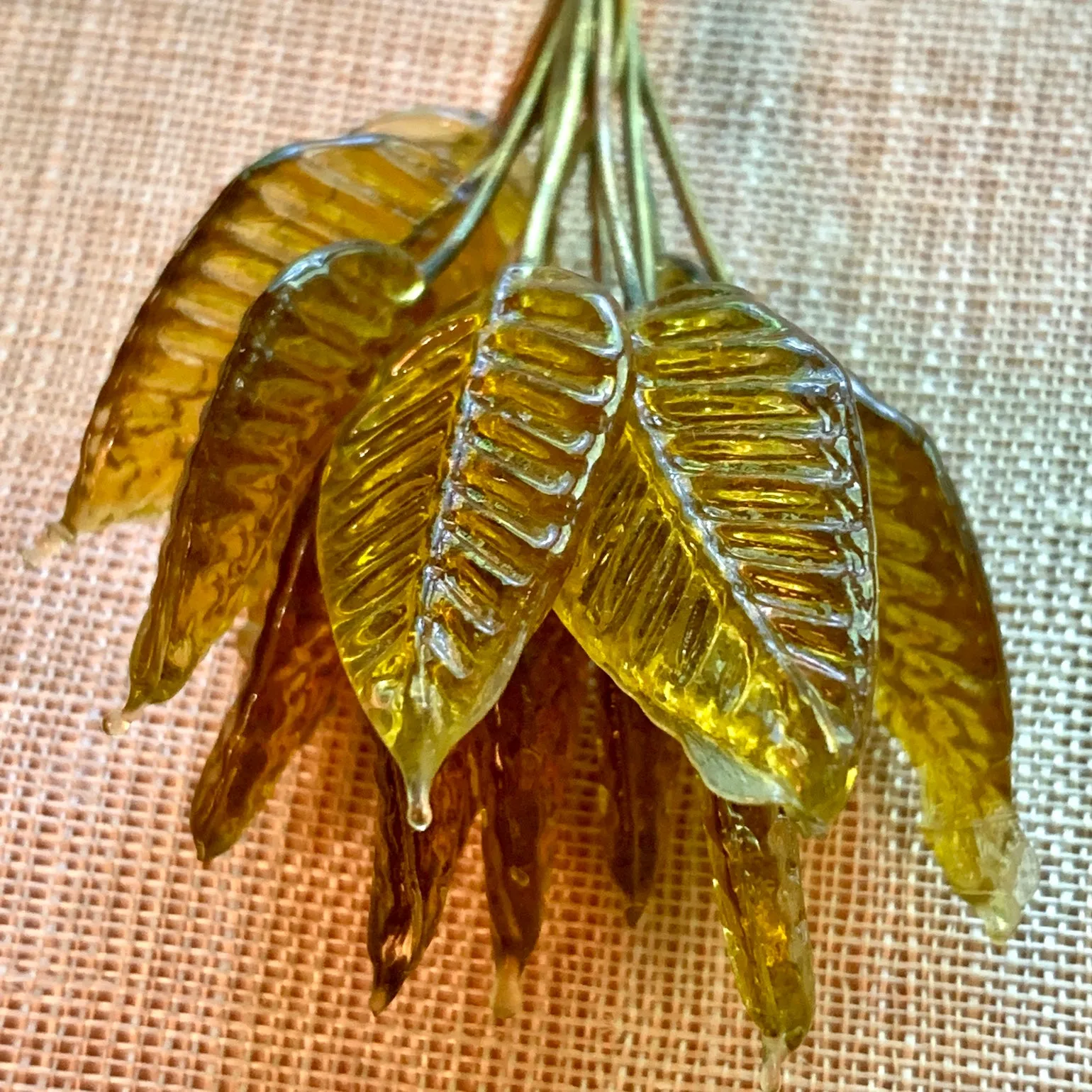 Glass Leaves on Wire