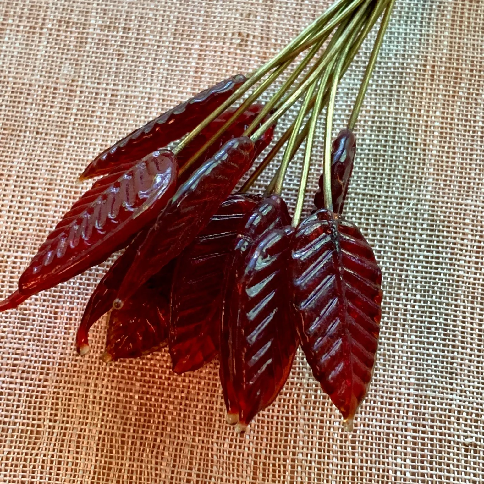 Glass Leaves on Wire