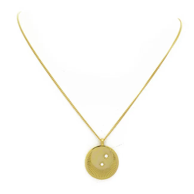 Gold Filled Cubic Zirconia Round Moon Pendant Necklace