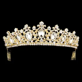 Gold Teardrop Stone Accented Princess Tiara (Each)