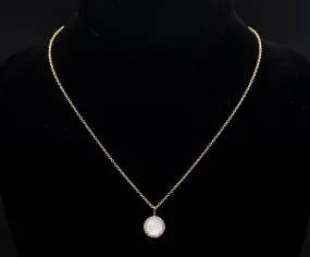 Gold Tone Sterling Silver Mother of Pearl and Topaz Pendant Necklace - 16.25"