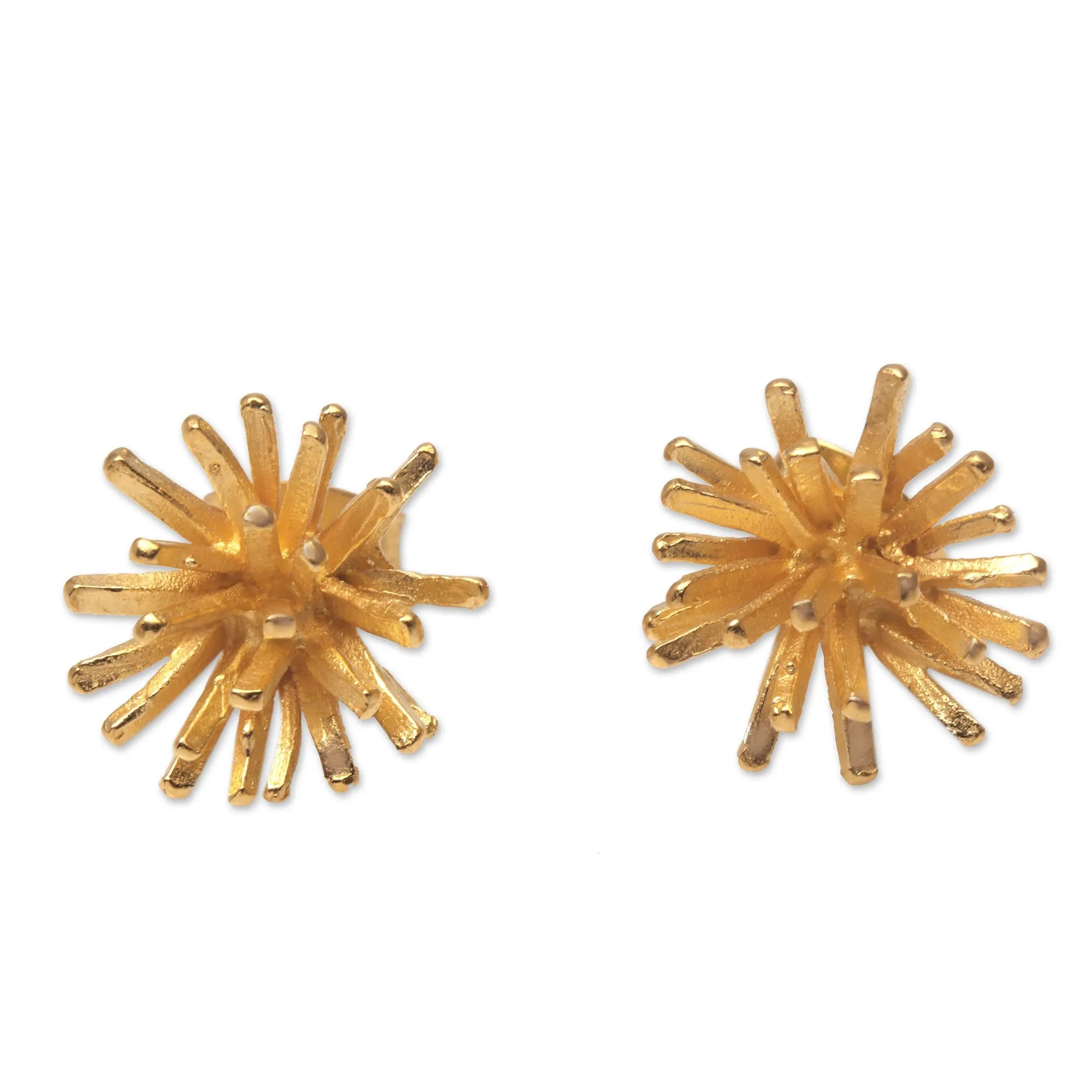 Golden Coral Modern 18k Gold Plated Sterling Silver Stud Earrings