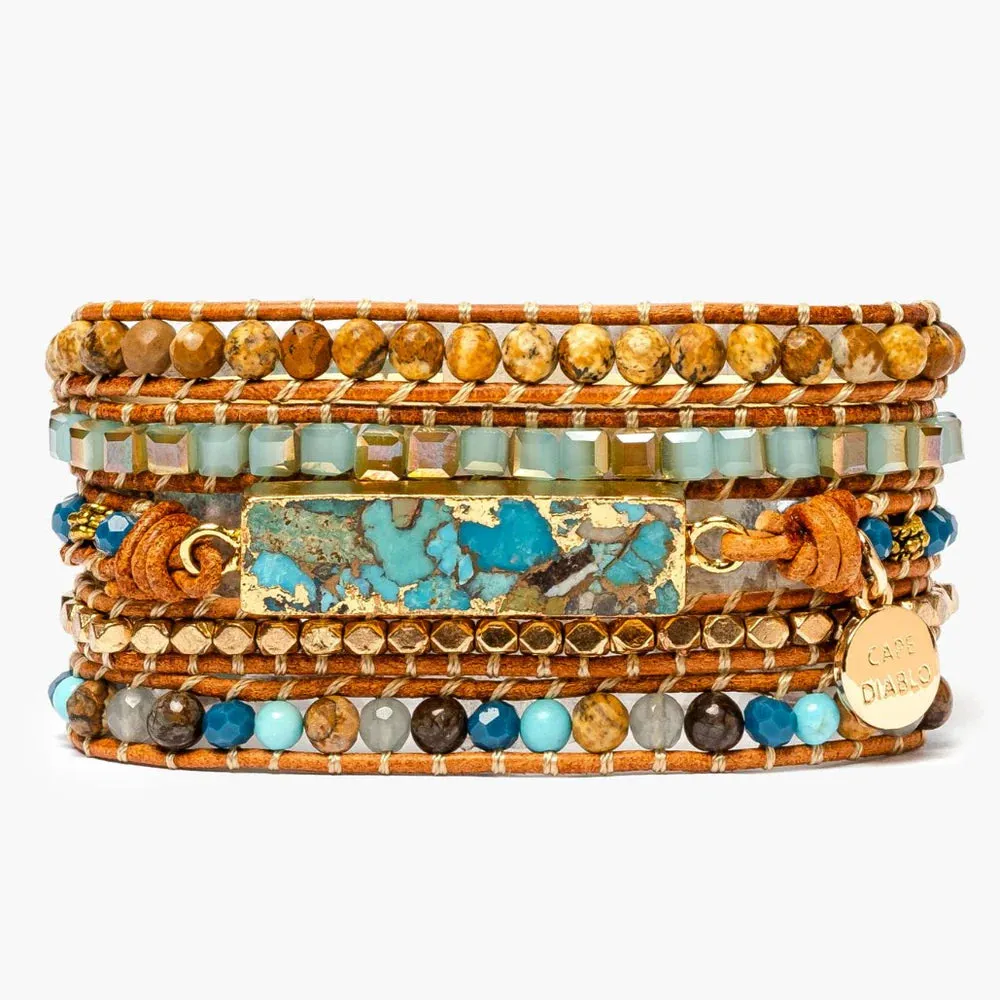 Golden Ocean Turquoise Wrap Bracelet