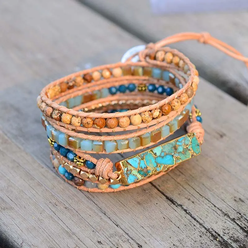 Golden Ocean Turquoise Wrap Bracelet