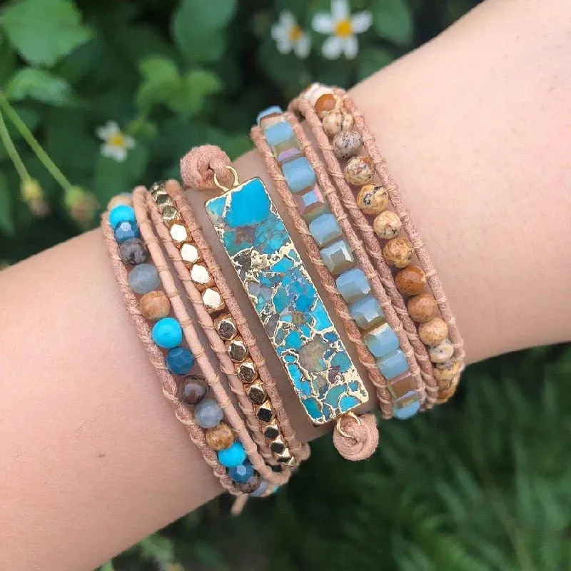 Golden Ocean Turquoise Wrap Bracelet