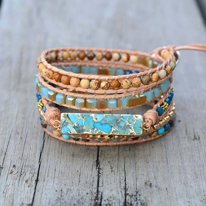 Golden Ocean Turquoise Wrap Bracelet