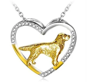 Golden Retriever Heart Necklace