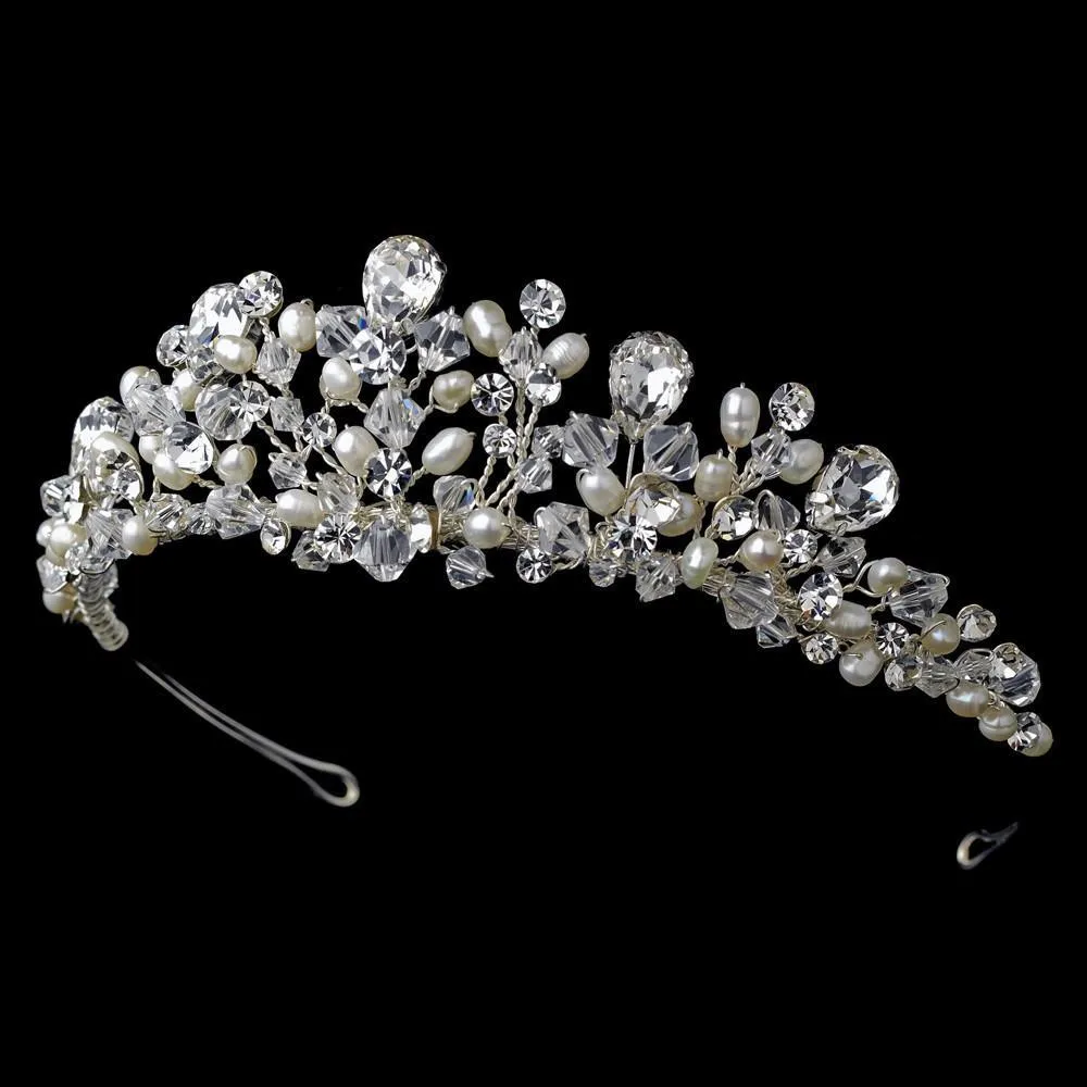 Gorgeous Crystal & Freshwater Pearl Tiara Headpiece