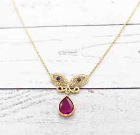 Gorgeous Natural Ruby Evil Eye Necklace