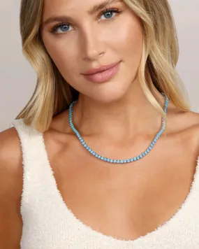 Grand Heiress Blue Opal Tennis Necklace 18"