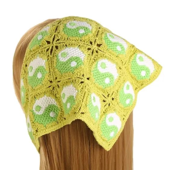 Granny Squares Head Scarf Crochet Daisies Yin Yangs Or Headbands 18 Different Styles And Colors Handmade Boho Hair Accessories Ear Warmer Scarves Always Have A Good Hair Day!