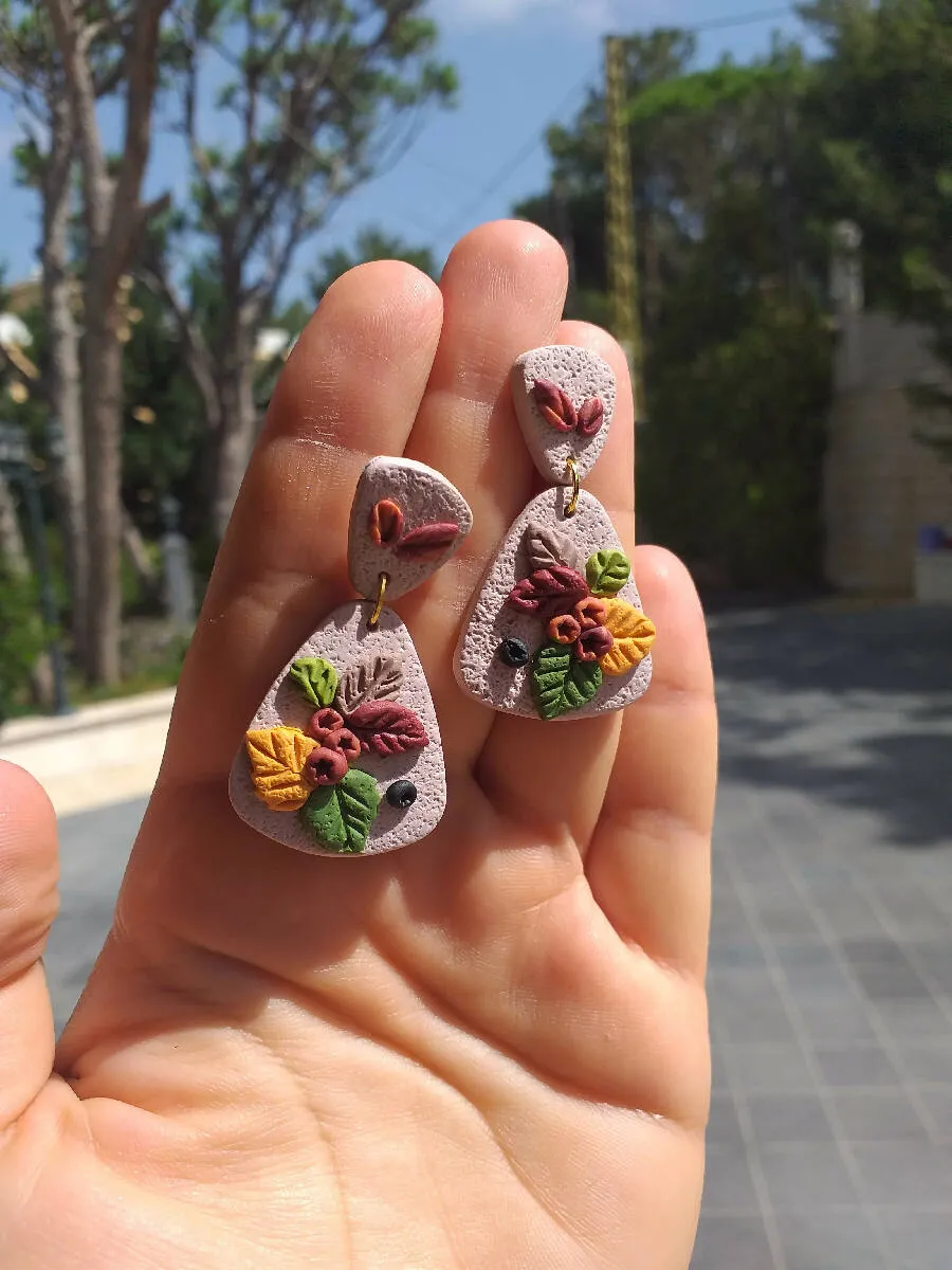 Handmade by Mona Handmade Polymer Clay Earrings 4.5 cm