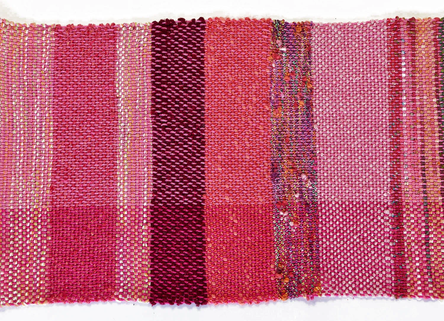 Handwoven Scarf, "Coral," 8.5 x 74 inches