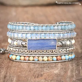 Healing Aura Blue Topaz Wrap Bracelet