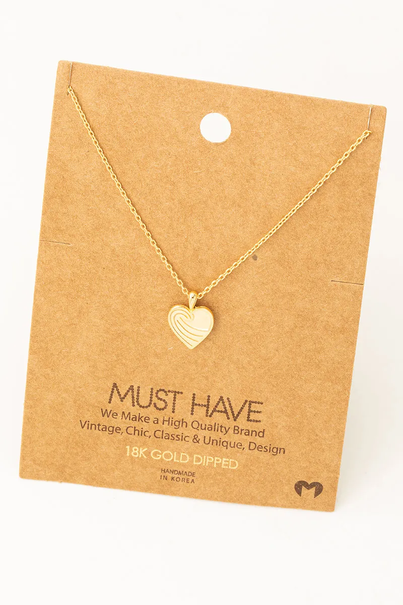 Heart and Waves Pedant Necklace (Gold/Silver)