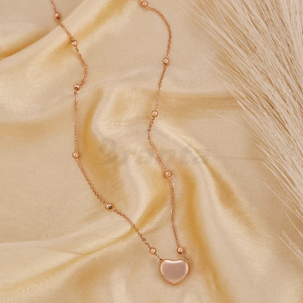 Heart Rose Gold-Tone Stainless Steel Necklace