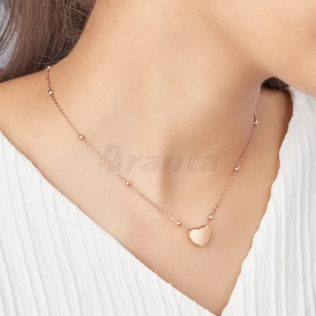 Heart Rose Gold-Tone Stainless Steel Necklace