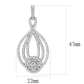 High polished (no plating) Stainless Steel Earrings with AAA Grade CZ in Clear for Women Clear Stone Color Style DA374