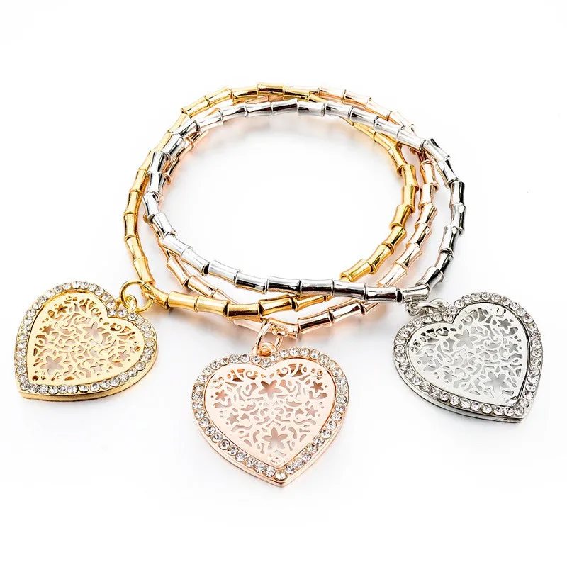 High Quality Crystal Bracelets Bangles For Women Hot Sale Gold Silver Plated Round Bracelet Elastic Charm Pulseras