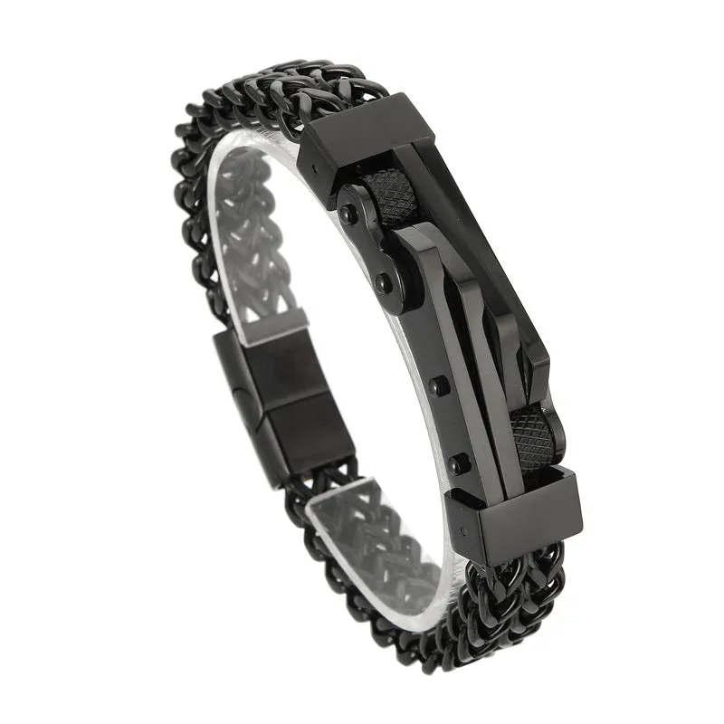 Hip-Hop Titanium Steel Locomotive Bracelet for Men - Trendy Bicycle Chain Design