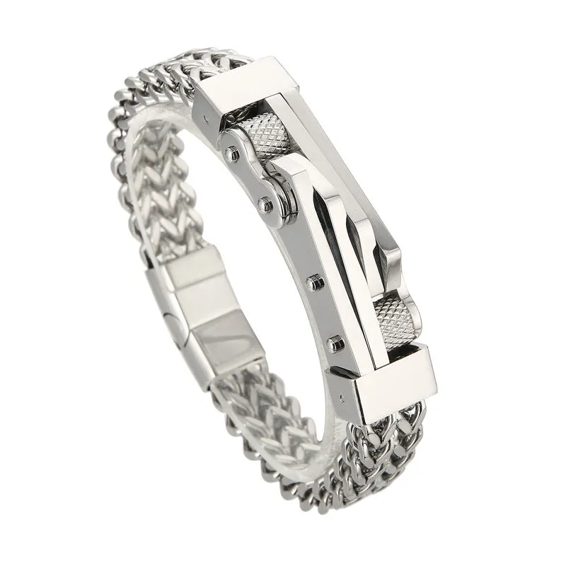 Hip-Hop Titanium Steel Locomotive Bracelet for Men - Trendy Bicycle Chain Design