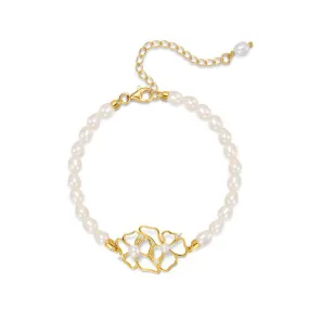 Hollow Flower White Pearl Bracelet