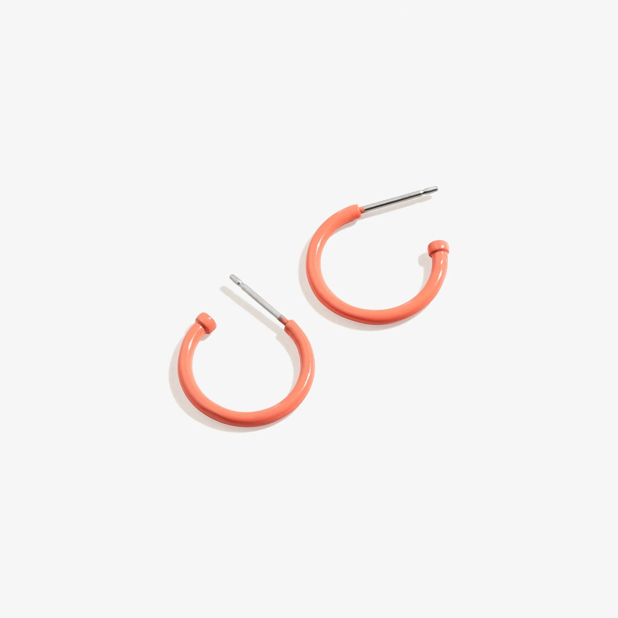 Huggie Hoop Earrings, Coral