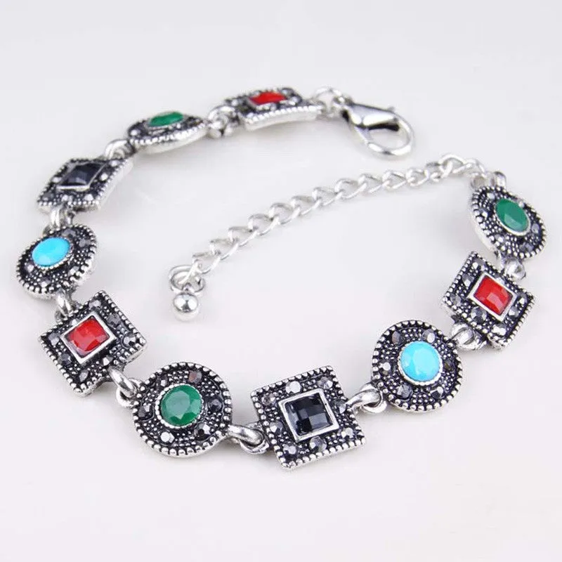 Indian Style Black Crystal Vintage Jewelry Bracelets Folk Style Women