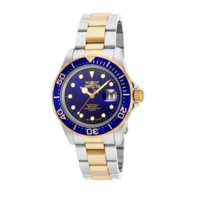 Invicta Men's Pro Diver Gold Two-Tone 3-Hand Blue Dial, 600 Feet Water Resistance