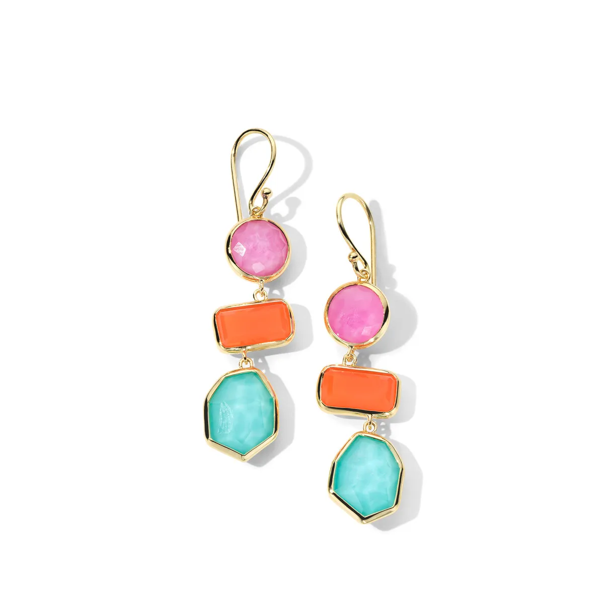 IPPOLITA Rock Candy Large 3-Stone Drop Earrings in Summer Rainbow